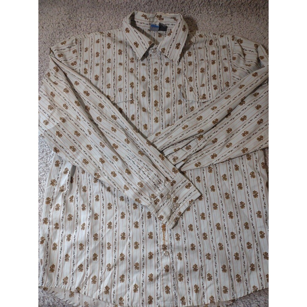 OP Ocean Pacific Pearl Snap Western Shirt Mens L Button Down Embroidered